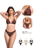 Damskie Bikini z Wiśniami Komplet Trójkątny Wiązany Kostium Kąpielowy Dwuczęściowy Strój Kąpielowy Seksowne Bikini Stringi Plażowy Kostium Kąpielowy S-2XL